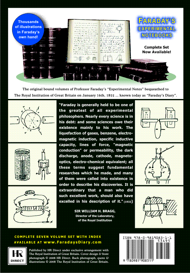 Back cover of Faraday's Diary